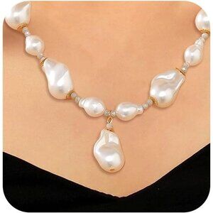 KummerSaprk Pearl Choker Necklace for Women, Layered Black Beaded Jewelry Gift